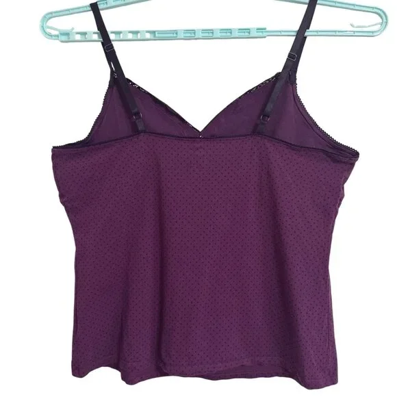 Faded Glory Womens 3X Purple Polka Dot  Babydoll Cami Top Y2K BOHO Festival - Picture 3 of 8